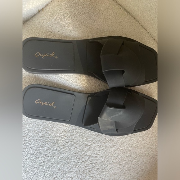 Qupid matte Black squared toe Women's Slide dress Sandals 6.5 NWOT - Picture 4 of 6